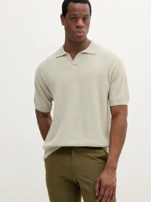 BOSS Orange polo męski kolor beżowy gładki 50538516