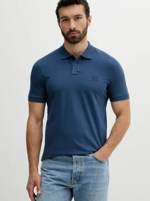BOSS Orange polo męski kolor niebieski gładki 50507803