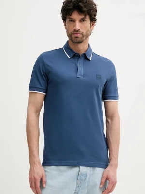 BOSS Orange polo męski kolor niebieski gładki 50507699