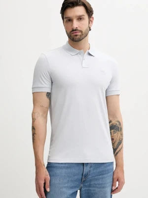 BOSS Orange polo męski kolor niebieski gładki 50507803
