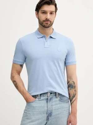 BOSS Orange polo męski kolor niebieski gładki 50507803