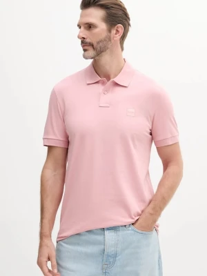 BOSS Orange polo męski kolor różowy gładki 50507803