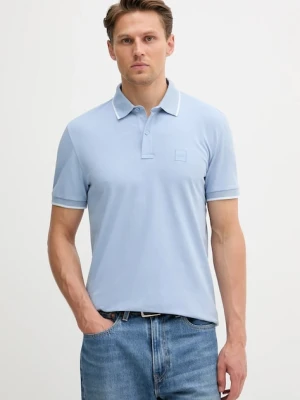 BOSS Orange polo męski kolor turkusowy gładki 50507699