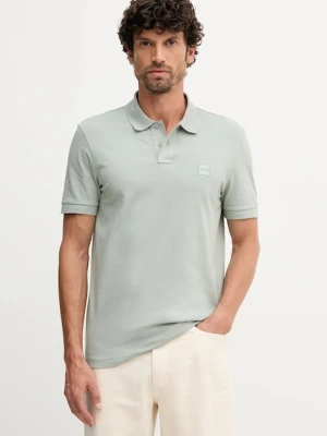 BOSS Orange polo męski kolor zielony gładki 50507803