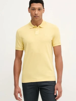 BOSS Orange polo męski kolor żółty gładki 50507803