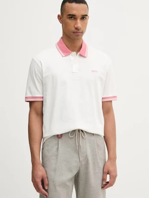 BOSS Orange polo męskie bawełniane biały
