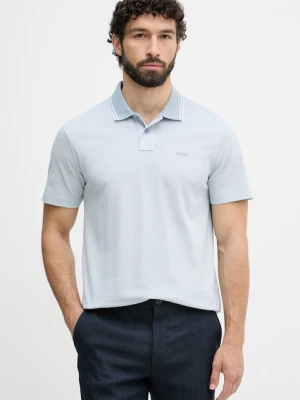 BOSS Orange polo męskie bawełniane PeoxfordNew niebieski