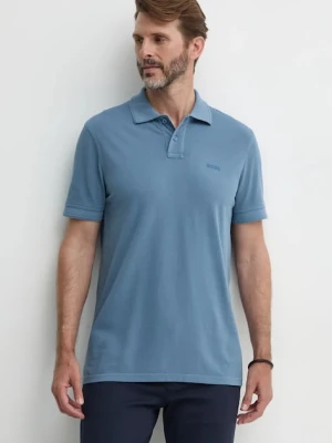 BOSS Orange polo męskie bawełniane Prime niebieski