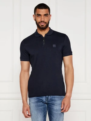 BOSS ORANGE Polo Passerzip | Slim Fit granatowy