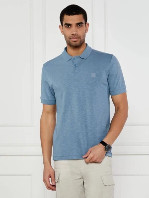 BOSS ORANGE Polo Pe_linenlogo | Regular Fit | z dodatkiem lnu niebieski
