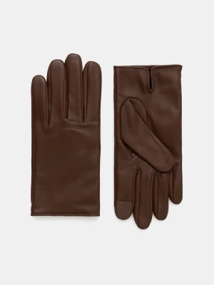 BOSS Orange rękawiczki skórzane Glove brązowy