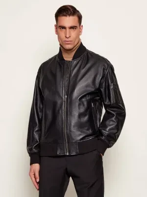 BOSS ORANGE Skórzana kurtka bomber Jakri | Regular Fit