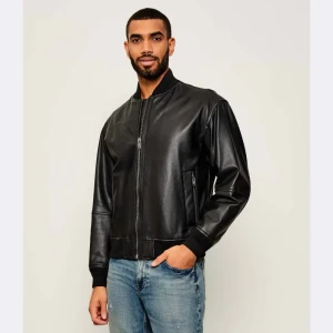 BOSS ORANGE Skórzana kurtka bomber Jobrice | Straight fit