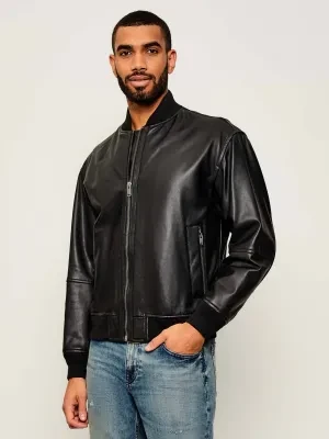 BOSS ORANGE Skórzana kurtka bomber Jobrice | Straight fit