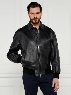 BOSS ORANGE Skórzana kurtka bomber Joloco | Loose fit