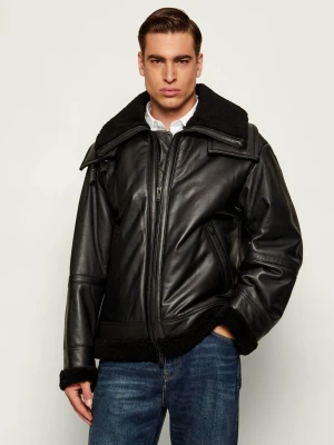 BOSS ORANGE Skórzana kurtka Joglaci | Relaxed fit | shearling