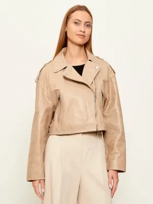 BOSS ORANGE Skórzana ramoneska C_Salace | Loose fit