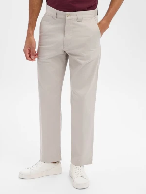 BOSS Orange Spodnie - Chino Straight Mężczyźni Bawełna szary
