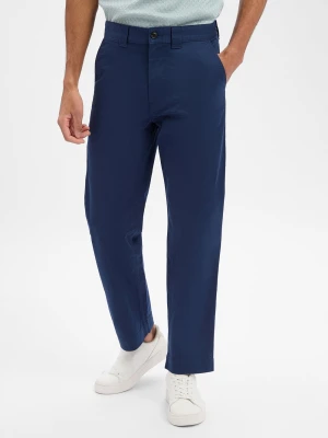 BOSS Orange Spodnie - Chino Straight Mężczyźni niebieski jednolity,