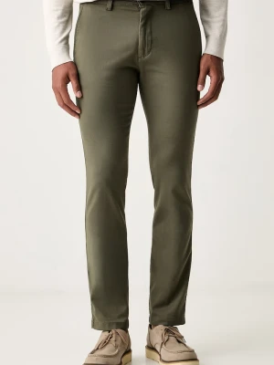 BOSS Orange spodnie chinos męskie bawełniane z elastanem Chino-Slim-2 zielony