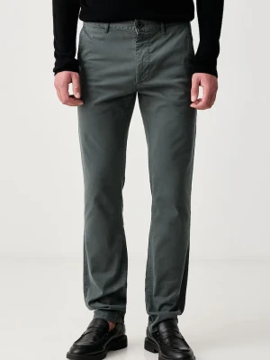 BOSS Orange spodnie chinos męskie bawełniane z elastanem Chino_slim zielony