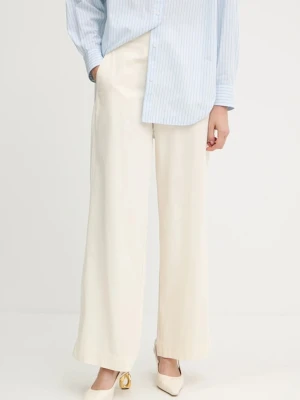 BOSS Orange spodnie damskie kolor beżowy proste high waist 50541934
