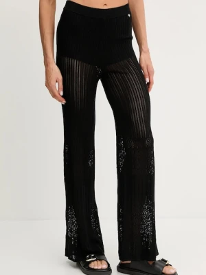 BOSS Orange spodnie damskie kolor czarny dopasowane high waist 50535496