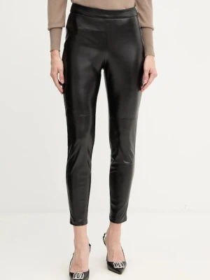 BOSS Orange spodnie damskie kolor czarny dopasowane high waist 50551469