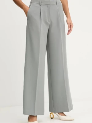 BOSS Orange spodnie damskie kolor szary proste high waist 50545580