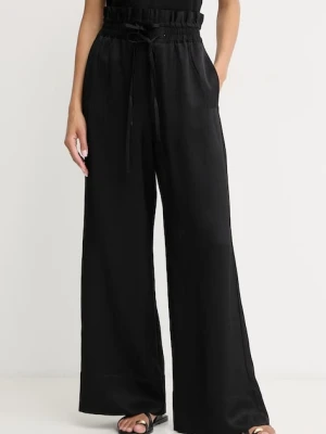 BOSS Orange spodnie wide leg damskie z dodatkiem lnu C Tacola