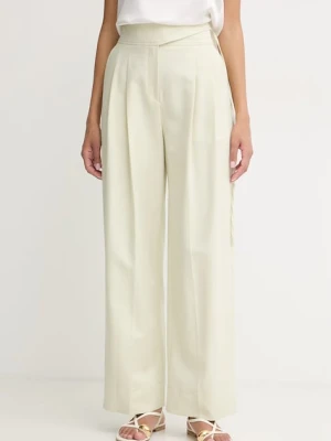 BOSS Orange spodnie wide leg damskie z dodatkiem lnu C Talily