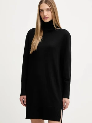 BOSS Orange sukienka z dodatkiem wełny kolor czarny mini prosta 50550493