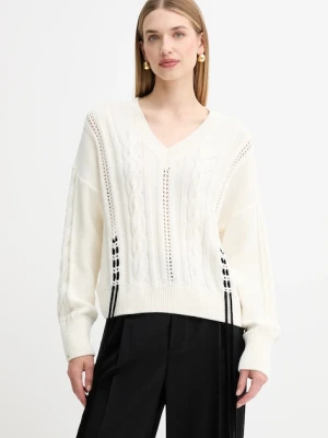 BOSS Orange sweter bawełniany damski kolor beżowy 50545875
