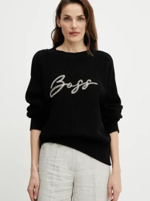 BOSS Orange sweter bawełniany damski kolor czarny 50540285