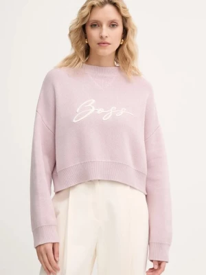 BOSS Orange sweter bawełniany damski kolor różowy 50543979