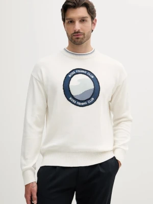 BOSS Orange sweter bawełniany męski kolor biały 50536391