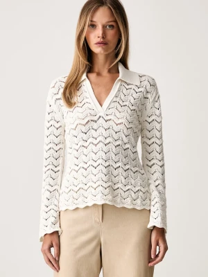 BOSS Orange sweter damski z bawełną C_Folsena beżowy