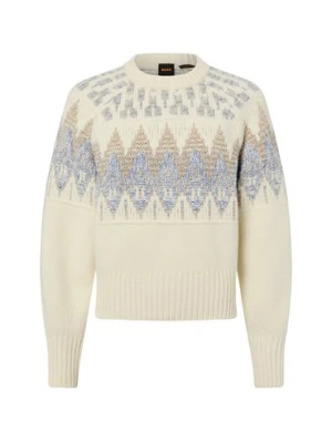 BOSS Orange Sweter damski z dzianiny z zawartością wełny dziewiczej - C_Farombo Kobiety beżowy wzorzysty,