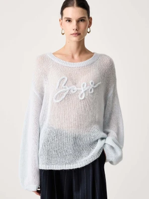 BOSS Orange sweter damski z wełną C_Farazena niebieski