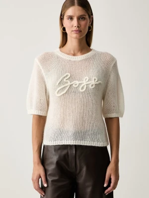 BOSS Orange sweter damski z wełną C_Farezza beżowy