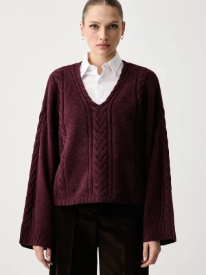 BOSS Orange sweter damski z wełną i alpaką C_Famioca bordowy