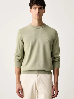 BOSS Orange sweter męski z bawełną Kanovano_S zielony