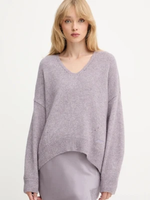 BOSS Orange sweter z dodatkiem wełny damski kolor fioletowy 50550464