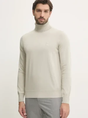 BOSS Orange sweter z domieszką kaszmiru kolor beżowy lekki z golferm 50527573