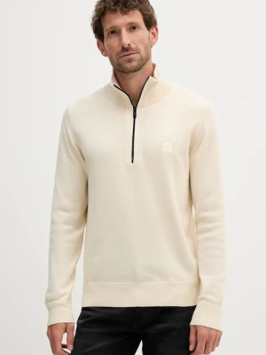 BOSS Orange sweter z domieszką wełny męski kolor beżowy lekki 50527585