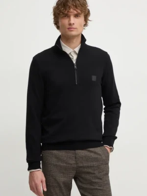 BOSS Orange sweter z domieszką wełny męski kolor czarny lekki 50527585