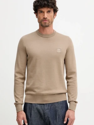 BOSS Orange sweter z domieszką wełny męski kolor zielony lekki 50527583