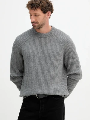 BOSS Orange sweter z wełną męski kolor szary 50548674