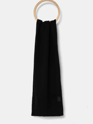 BOSS Orange szalik wełniany kolor czarny gładki 50522445