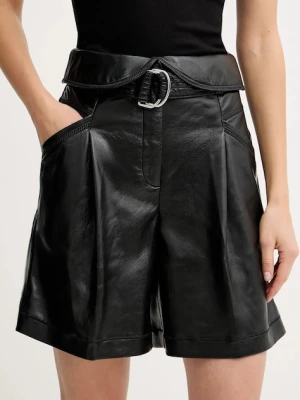 BOSS Orange szorty damskie kolor czarny gładkie high waist 50547323